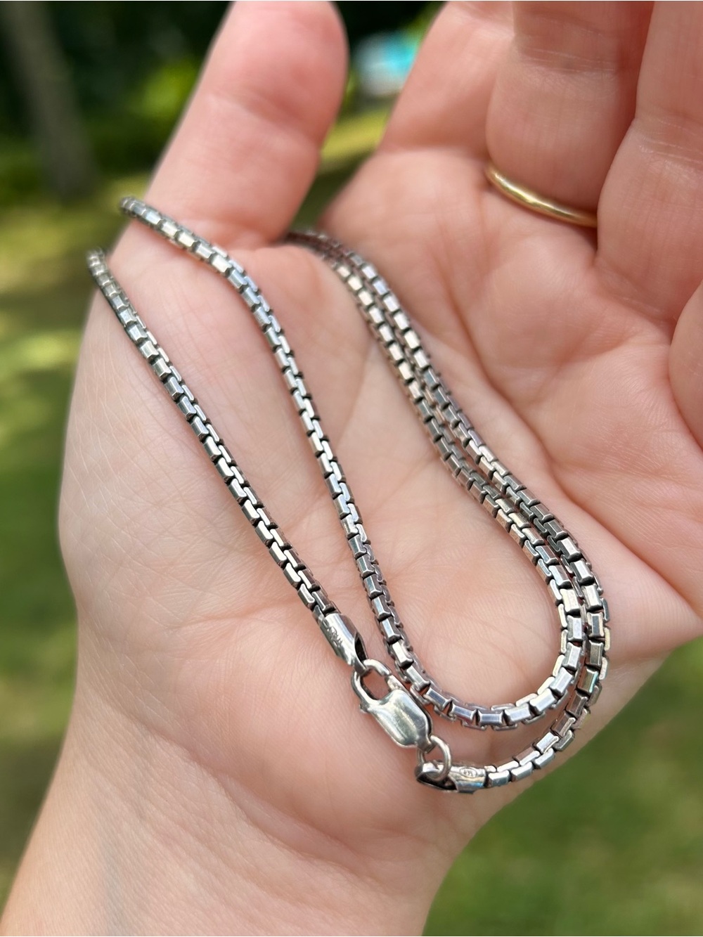 Chunky Sterling Silver Rounded Box Chain Necklace- Thick Heavy Vintage